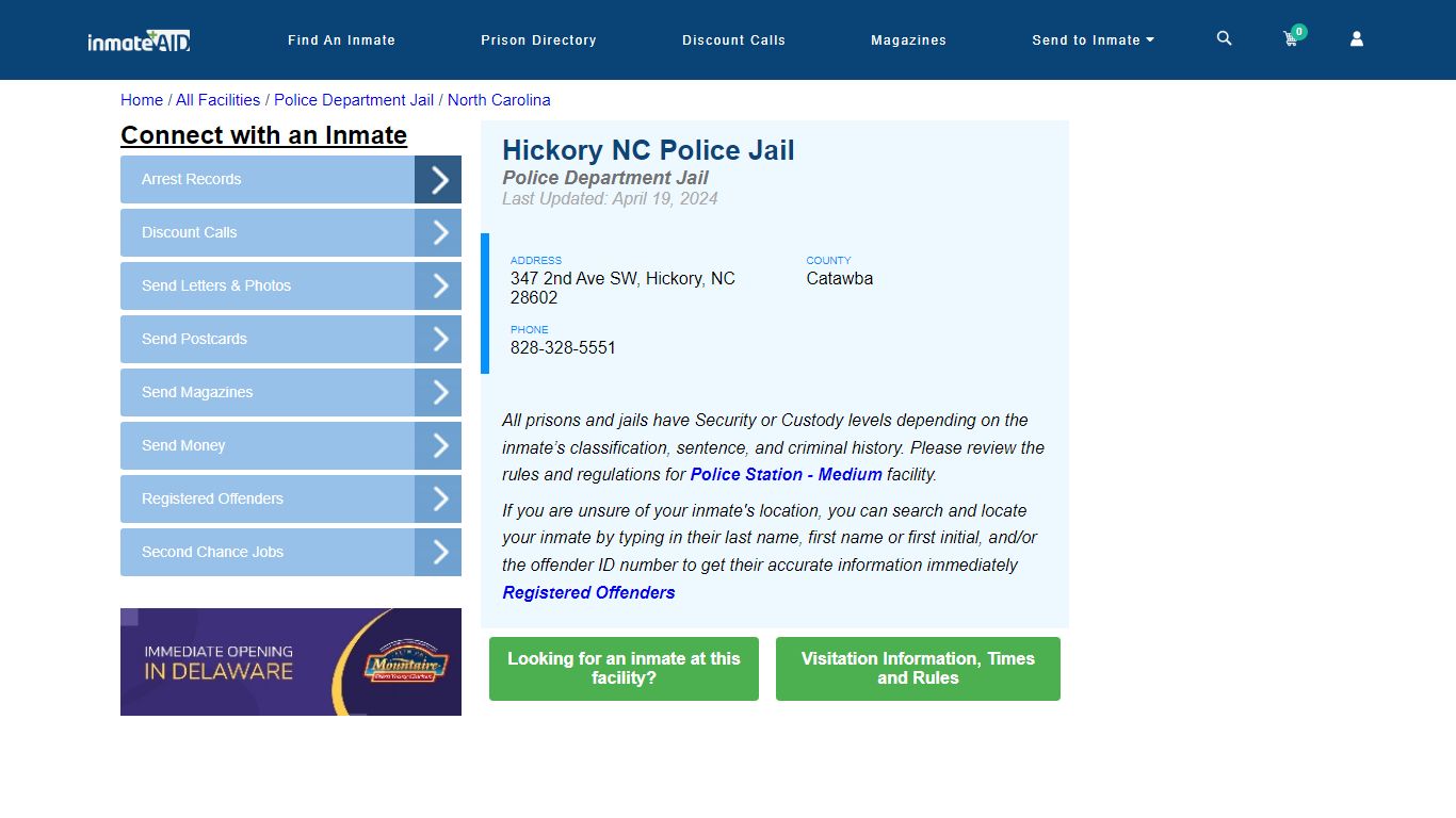 Hickory NC Police Jail - Arrests Warrants - InmateAid