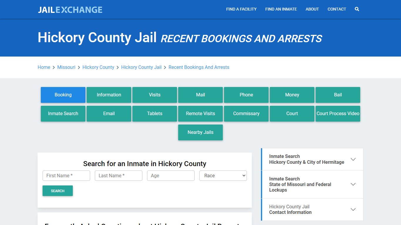 Hickory County Jail Recent Bookings And Arrests - Jail Exchange